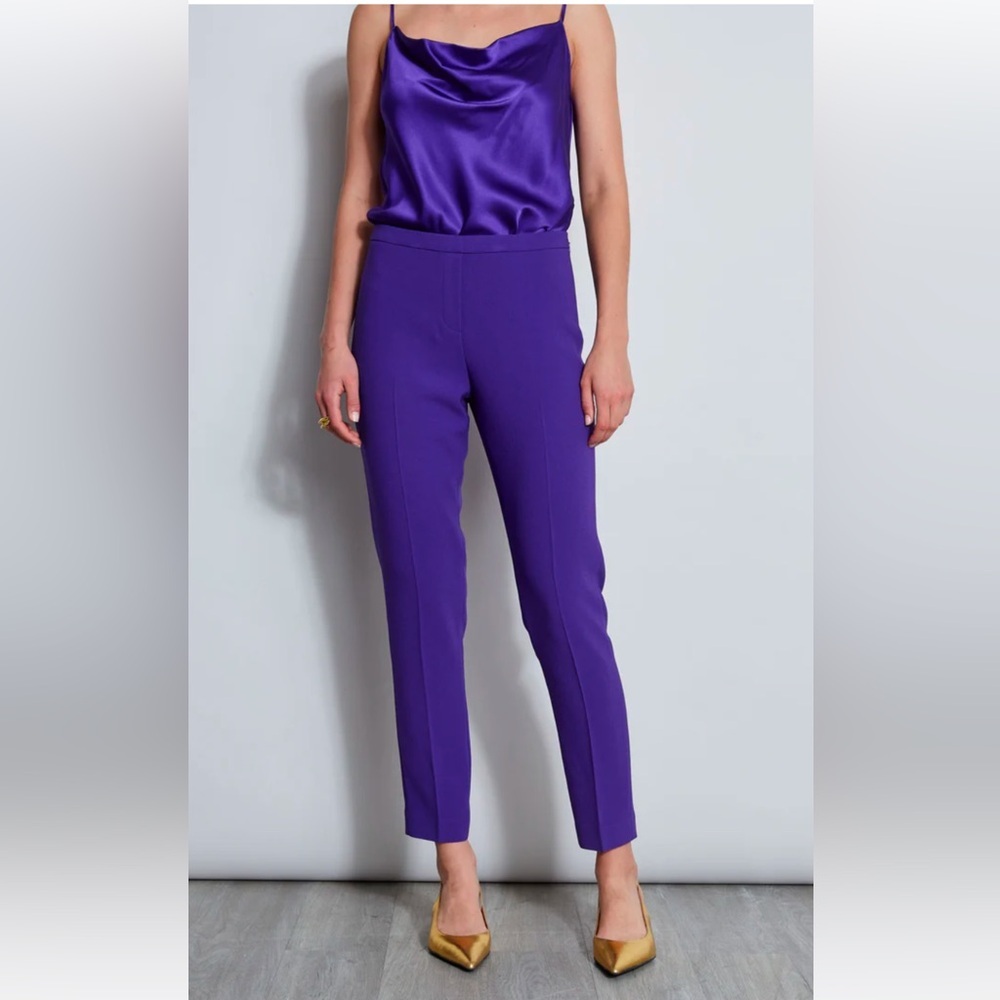 Elie Tahari- Slim Leg Crepe Pant - Burgandy/Eggplant - size US 8 - Picture 2 of 11